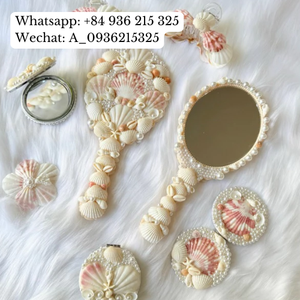 Elegante espejo de maquillaje portátil hecho a mano con técnica de concha marina pulida Concha natural de Viet Fargimex de Vietnam - Product Image 5