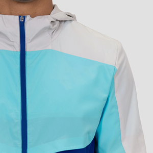 Wholesale <b>Summer</b> Autumn Color Block Windbreaker Sets OEM Three Tone Nylon Short & Shirts Two Piece Tracksuits Windbreaker Set - Product Image 6