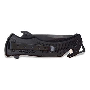 Coltello con blocco di sicurezza con manico nero e lama liscia-seghettata con clip di Wallis K900325 - Product Image 4