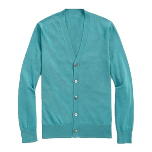 Cardigan en tricot uni pour femme, col en V, manches longues, fermeture boutonnée, 100% coton, anti-boulochage, à porter toute l'année - Product Image 1