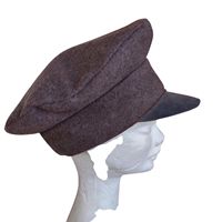 Gorra de la Guerra Civil del Siglo XIX con Pico de Cuero, Tela Tweed con Kepi