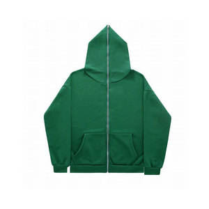 Sudadera con capucha y cremallera completa OEM de alta calidad, 100% algodón, transpirable, de forro polar sólido, informal para hombre, ideal para invierno. - Product Image 4