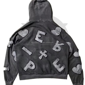 Sweat-shirt personnalisé en molleton lourd délavé à l'acide, en coton, imprimé en relief, respirant, avec logo brodé - Product Image 5