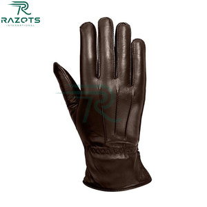 Razorts International Leather <b>Gloves</b> Wrist Length <b>Touchscreen</b> Compatible Thermal Breathable Outdoor Daily Use - Product Image 3