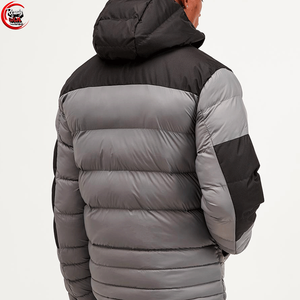 Veste polaire d'hiver longue imprimée sur mesure OEM pour hommes avec capuche à col montant et tissu en toile Style de rue Logo personnalisé - Product Image 2