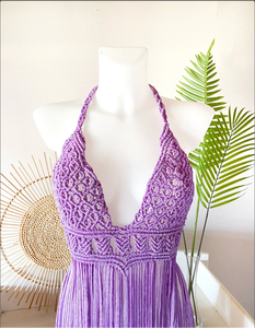 Robe en macramé violet, vêtements de villégiature pour femmes, robe de plage en macramé pour femmes - Product Image 3
