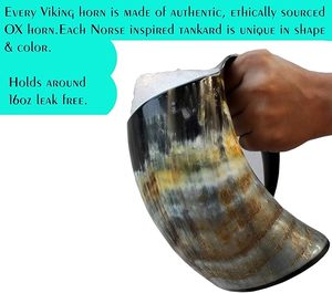 แก้วดื่มฮอร์นไวกิ้งลายธรรมชาติขนาด16นิ้ว20ออนซ์ทำด้วยมือสำหรับเครื่องดื่มเย็นๆในราคาที่ดีที่สุดโดย mehak impex - Product Image 5