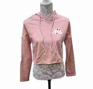 เสื้อฮู้ดครอปท็อปผู้หญิงคุณภาพสูง ดีไซน์สั่งทำได้ ผ้าถักมีฮู้ด ระบายอากาศ แห้งเร็ว สำหรับฤดูหนาว โลโก้ด้านหน้า - Product Image 1