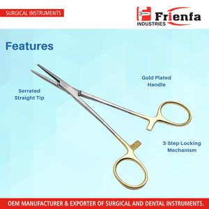 Fórceps de arteria Mosquitos hemostáticos rectos de 6 ", mango chapado en oro - Product Image 3