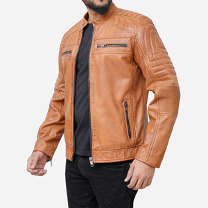 Veste en cuir premium pour homme, en cuir de vachette et agneau, col montant, pour l'hiver, style décontracté, vêtement d'extérieur, personnalisation de marque, fournisseur OEM en gros - Product Image 4
