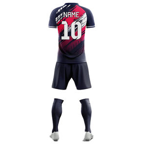 Maillot de football personnalisé de haute qualité en sublimation, kit d'entraînement unisexe, logo personnalisé sur le devant, t-shirt à manches courtes et short - Product Image 4