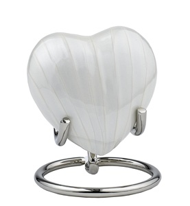 โกศมุกสีขาวสำหรับขี้เถ้าขี้เถ้าที่ระลึกงานศพของชำร่วยของชำร่วยรักโกศตกแต่งหัวใจทองเหลืองพร้อมขาตั้งกำหนดขนาดได้ - Product Image 4