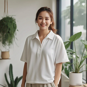 Polo de Golf de gran tamaño para mujer, ropa informal, camiseta Polo con hombros caídos, camiseta Polo de manga corta con cuello vuelto para mujer - Product Image 6