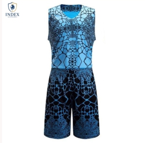 INDEX APPAREL Men's Sublimated Basketball Jersey Shorts Set V-Neck Sleeveless Geometric Print Moisture Wicking <b>Athletic</b> Fit - Product Image 1