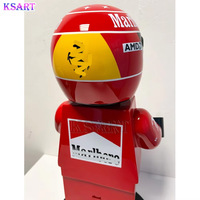 Support de casque de course en fibre de verre, sculpture de modèle de voiture de course F1, figurine en briques, décoration artisanale en résine