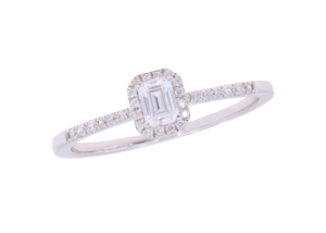 0.31Ct Lab Grown Round Brilliant Cut Diamond Halo Anillo de compromiso en oro blanco de 14K OEM Wholesale-Trendy Fire Diamond Ring - Product Image 3