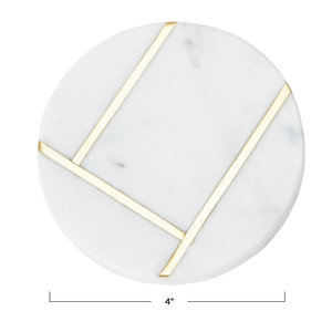 Dessous de verre ronds en marbre blanc géométrique moderne de conception européenne protégeant les surfaces des tables pour les accessoires de décoration de table - Product Image 2