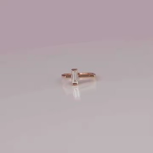 Dernière bague de mariage solitaire en or 14KT taille baguette faite à la main avec diamant cultivé en laboratoire Design classique simple - Product Image 1