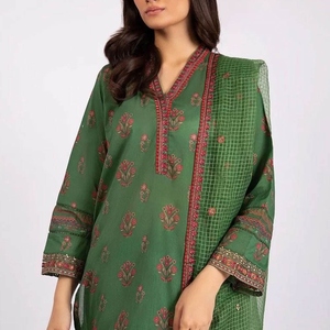 Dupattas traditionnelles pour femmes, cousues, en tissu doux, sur mesure, vente en gros, haute qualité, élégantes, trois pièces, été - Product Image 5