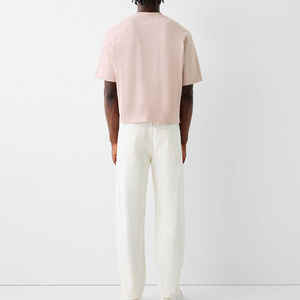 Nueva alta calidad personalizada 2025 hombres lujo pesado 100% algodón grueso gran tamaño camiseta en blanco peso pesado de gran tamaño Boxy camiseta - Product Image 3