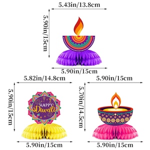 Suministros Personalizados para la Fiesta de Diwali, Lámpara Diya de Papel de Seda 3D, Centro de Mesa con Forma de Panal de Abeja, Decoración de Escritorio para la Celebración India - Product Image 4