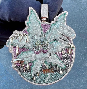 Charmes de lettres classiques en argent sterling plaqué or jaune 14 carats, personnalisables, avec diamant rond de 4 carats, pour hommes, bijoux de fête - Product Image 1