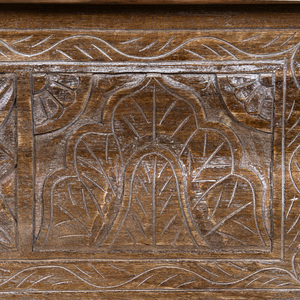 Coffre en bois de style bohème sculpté à la main Coffre artisanal écologique Motifs floraux ornés Rectangle durable Bois de manguier Meilleur - Product Image 3