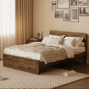 เตียงไม้จริงแบบโมเดิร์นพร้อมลิ้นชัก 2 ช่องสำหรับชุดเฟอร์นิเจอร์ห้องนอน - Product Image 3