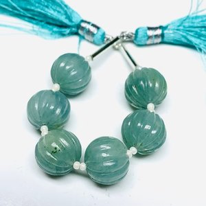 Aigue-marine bleue sculptée en forme de melon sculpture cristal en gros pierres précieuses aigue-marine sculpté perles bijoux - Product Image 1