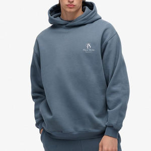 High Quality Eco-Friendly Waterproof Cotton Oversize Hoodie Men <b>Thick</b> <b>Fleece</b> Drop Shoulder Plain Blank Design Customizable OEM - Product Image 1