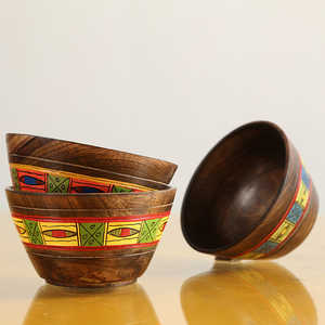 Simply Ethnic Lot de 3 bols à salade en céramique peints à la main de forme ronde de 4.5 pouces avec design de nidification - Product Image 4