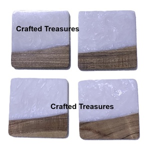 Ensemble de dessous-de-verre en résine époxy et bois de qualité supérieure, personnalisé pour le petit-déjeuner, la vaisselle, la table, le café et le vin, tapis et coussinets - Product Image 2