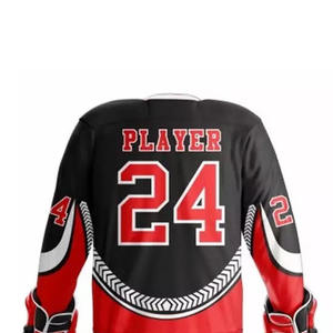 ¡Fabricante directo! Conjuntos de uniformes de hockey con logotipo personalizado estilo OEM con impresión por sublimación personalizada a precio de fábrica competitivo - Product Image 3