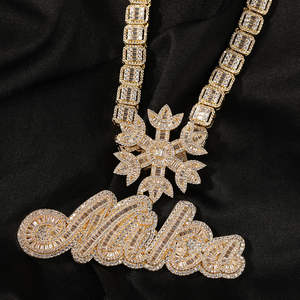 Pendentif Hip Hop VVS Mossanite en diamant Pendentif lettre personnalisé Pendentif glacé plaqué or sterling S925 pour homme - Product Image 1