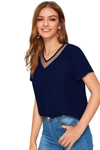 Exclusivo de moda Boutique India Color azul Tejer Tops Cómodo Uso regular Estilo formal Mangas cortas sin mangas - Product Image 6