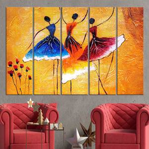 Impresión en lienzo de bailarines modernos: elegante arte de pared de ballet para decoración del hogar, JUEGO DE 5 LIEÑOS - Product Image 1