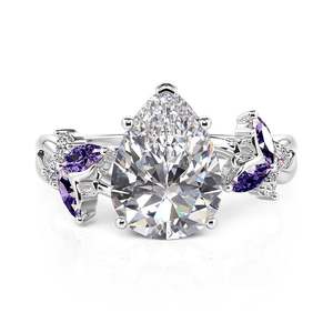 Jeulia <b>Twisted</b> Purple Butterfly Pear <b>Shaped</b> Fashion Ring - Product Image 1