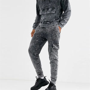 Survêtement/survêtement personnalisé délavé à l'acide, vente en gros d'ensemble de jogging deux pièces délavé à l'acide pour hommes, vêtements de sport - Product Image 2