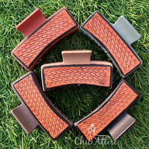 Pinzas para el pelo de cuero genuino mecanizadas a mano con estilo occidental superventas accesorios para el cabello para mujer - Product Image 1