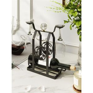 Minimal Iron <b>Wine</b> <b>Rack</b> For Simple Home Bar Setup Providing Functional Storage With Subtle Metal Elegance - Product Image 2