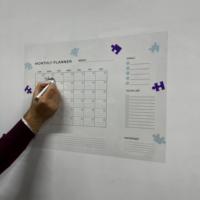 Tableau blanc magnétique pliable et durable StaticPaper Model-10 pour planificateur mensuel effaçable à sec, fixation par électrostatique