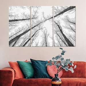 ภาพพิมพ์บนผ้าใบลายต้นไม้สูงสีดำและสีขาวอย่างหรูหรา - ของตกแต่งบ้านสมัยใหม่,3P:ห่อหุ้มแบบแกลเลอรี่ - Product Image 1