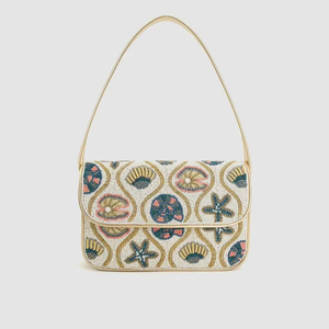 Bolso de Magnolia con cuentas, monedero con cuentas florales, bolso de flores blancas, bolso de hombro de primavera, monederos con cuentas de verano, hecho a mano floral - Product Image 1