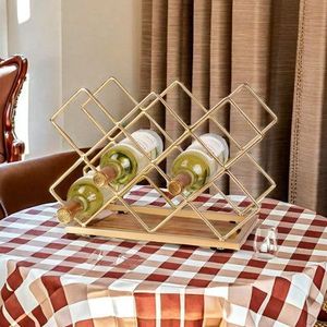 Best Offer <b>Tabletop</b> Wine Bottle Rack Metal Wine <b>Storage</b> Holder for Bar Restaurant Decoration - Product Image 4
