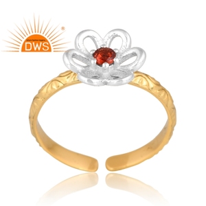 Vintage Design <b>Brass</b> 18K Gold Plated Natural Garnet Gemstone <b>Ring</b> For Women Custom Jewelry For Women Gift For Her - Product Image 1