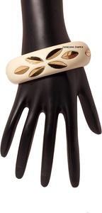 2025 nouveauté bracelet en résine ivoire fait main incrusté de feuilles de métal en laiton - Product Image 4