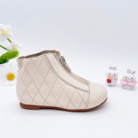 Sepatu Ankle Wanita Baru, Model Fashionable, Motif Kotak-kotak, Empat Musim, Ritsleting, Bernapas, Anti-Selip, Bagian Atas Kulit Asli, EVA