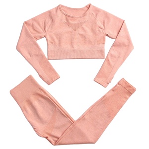 Conjunto de 2 piezas de entrenamiento de Yoga de alta calidad transpirable sólido para mujer Ropa de gimnasio personalizable elegante - Product Image 5