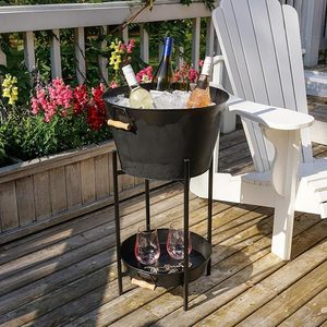 Virgin Craft grand acier galvanisé noir écologique 5L boisson fête baignoire poignées support en fer | Refroidisseur de boissons en métal en gros - Product Image 2