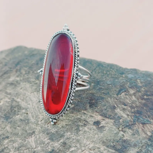 Anillo de ajuste de bisel ovalado granate rojo de Plata de Ley 925 más vendido para mujer, joyería fina hecha a mano al por mayor - Product Image 6